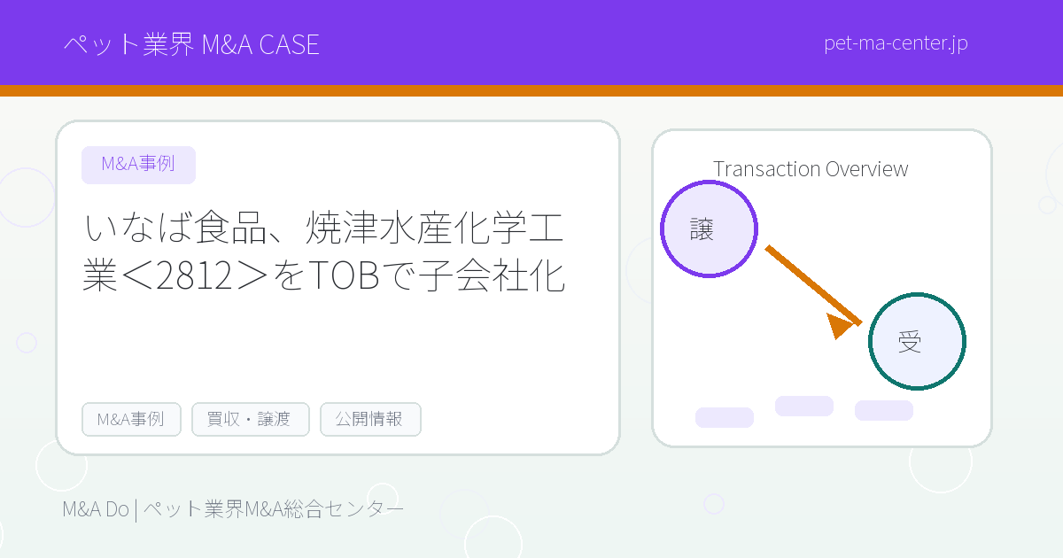 いなば食品、焼津水産化学工業＜2812＞をTOBで子会社化 のアイキャッチ画像