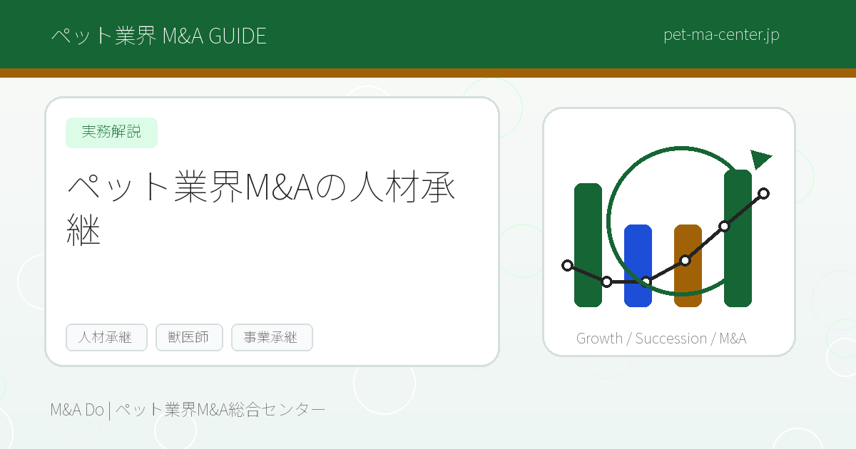 【2026年最新】ペット業界M&Aの人材承継とは？獣医師・愛玩動物看護師・トリマーの離職リスクと対策を徹底解説 のアイキャッチ画像